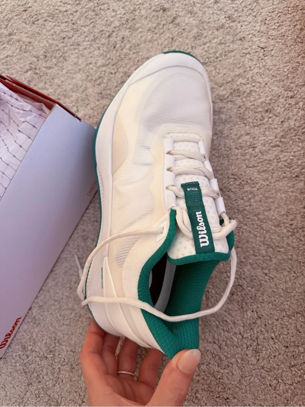 Wilson White and Green Women's Padel Clay Court Shoe